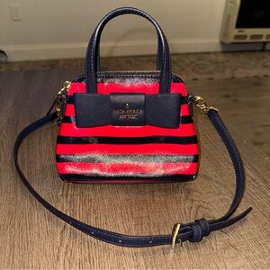 Kate Spade New York Julia Street Mini Maise Crossbody bag Navy Blue & Red Stripe
